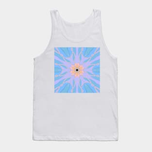 Cartoon Mandala Flower Blue and Yellow Tank Top